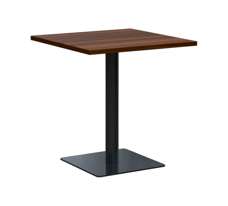 SQT 450 - 2 stůl hranlatý, deska 700x700 mm, síla 25 mm, trubková noha černá, ořech královský